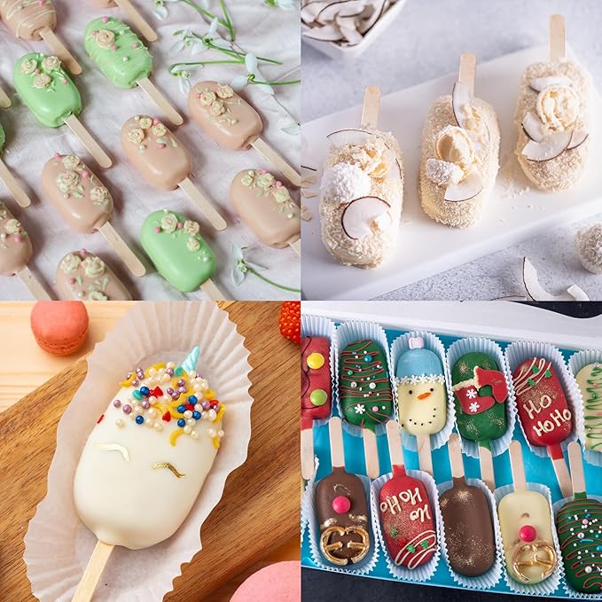 Ozera Popsicles Molds, 2 Pack Silicone Cake Pop Molds Cakesicle Maker Set