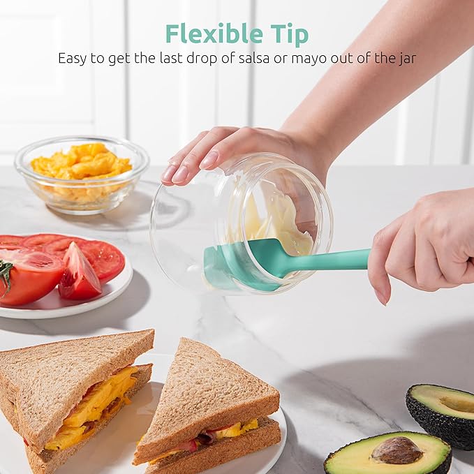 U-Taste Small Mini Silicone Spatula, 9in Rubber Jar Bowl Scraper, Aqua Sky
