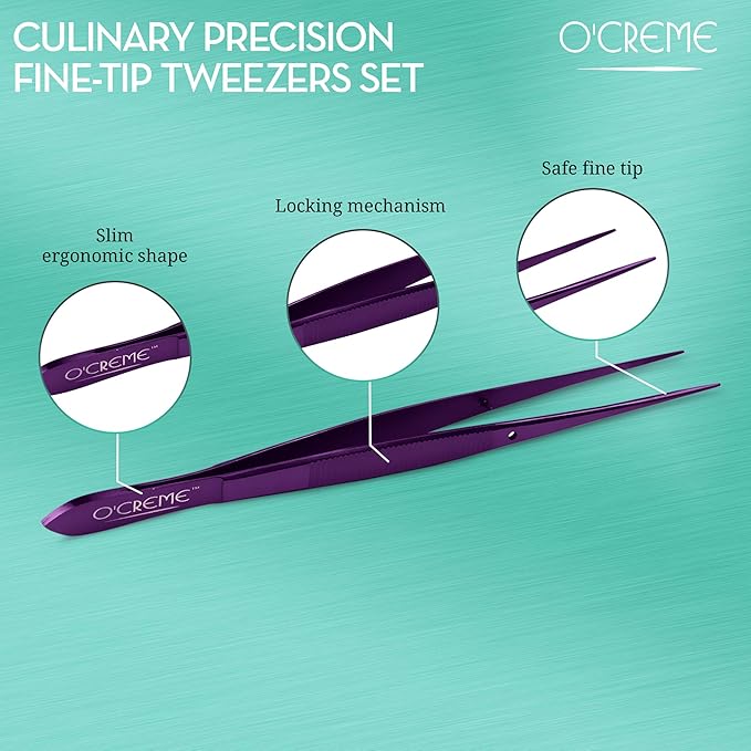 O'Creme Stainless Steel Kitchen Tweezers with Fine Tip