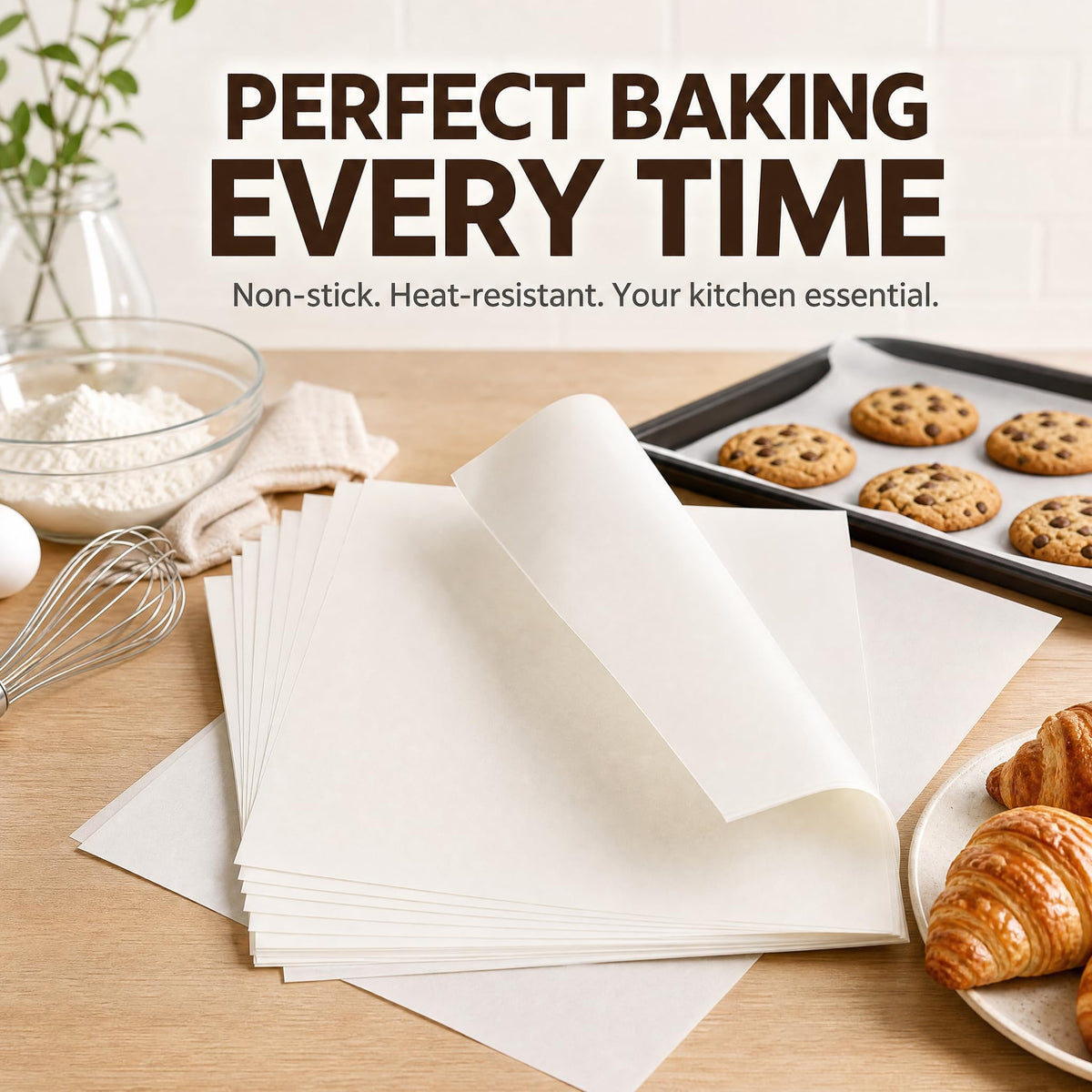 Fasmov 500 Count Parchment Paper Baking Liner Sheets Pan liner, 12×16 Inches Non-Stick Precut Baking Parchment, Suitable for Baking Grilling Air Fryer Steaming Bread Cup Cake Cookie and More