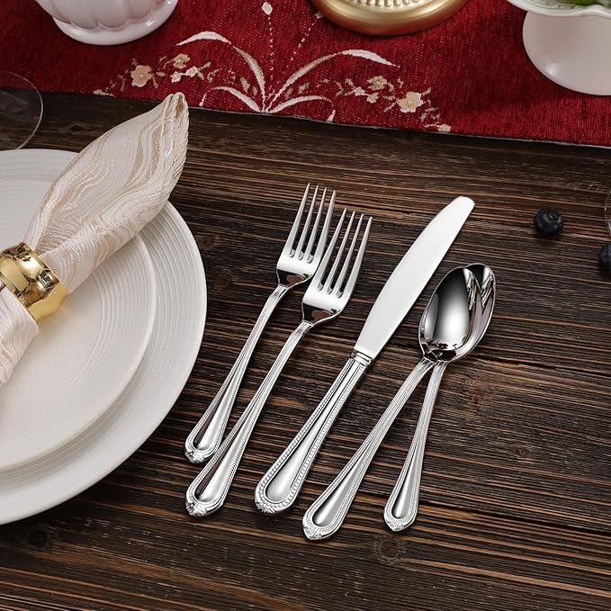 KEAWELL Premium Pearl Edge 4-Piece 7.3-Inch Fork Set (4, 7.3" Salad Forks)