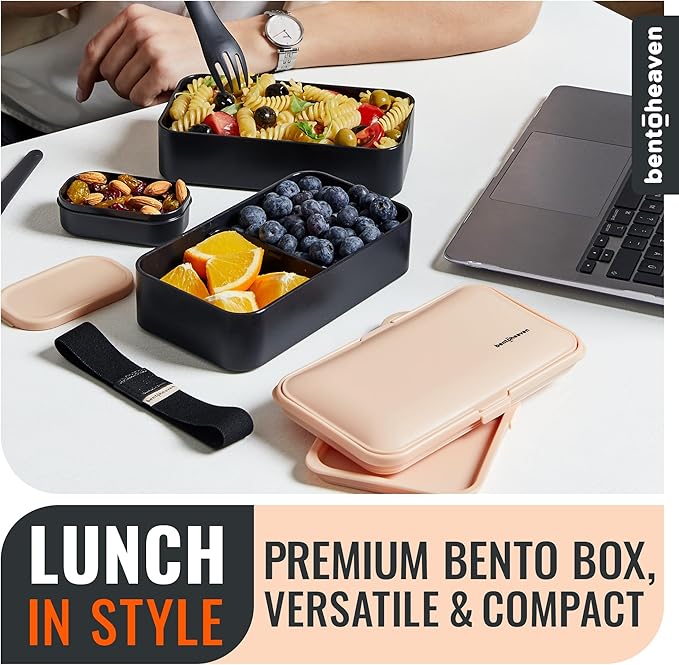 Bentoheaven Bento Box Adult, Stackable Lunch Box, 40 oz, Bingo Flamingo