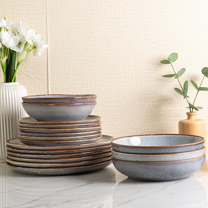 AmorArc 8.5’’ Ceramic Pasta Bowls Set of 4, 36oz Large Stoneware Bowls Set