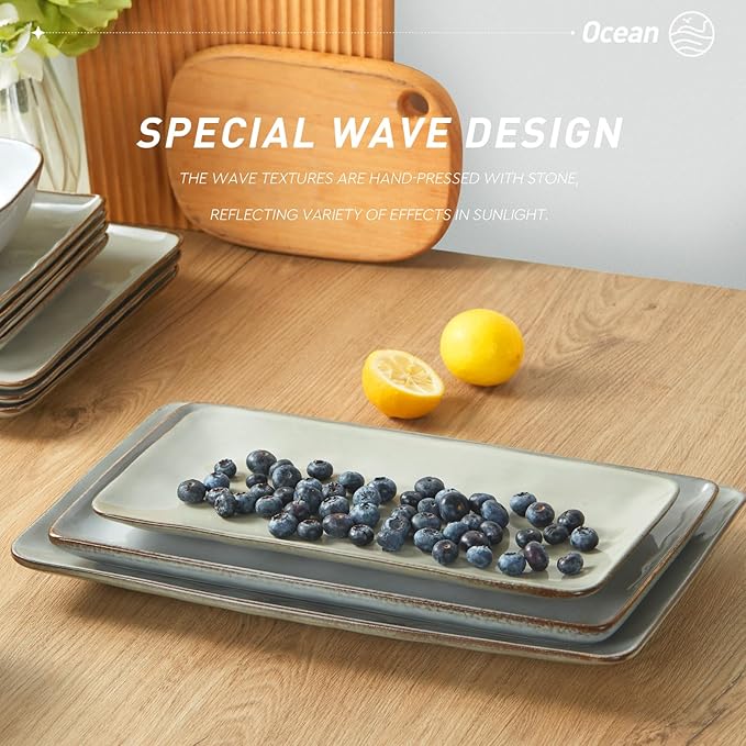 Famiware Serving Platters Set of 3 Sizes - Rectangular, Grey
