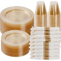 Goodluck 350 Piece Gold Glitter Plastic Dinnerware Set for 50 Guests