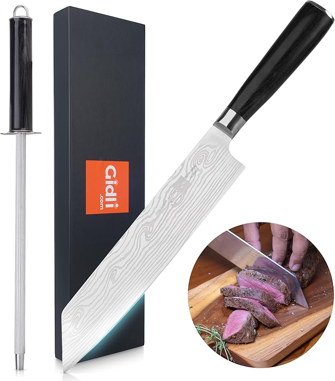 Gidli 8 Inch Chef Knife Set with Diamond Sharpener - Sharp Kitchen Knife