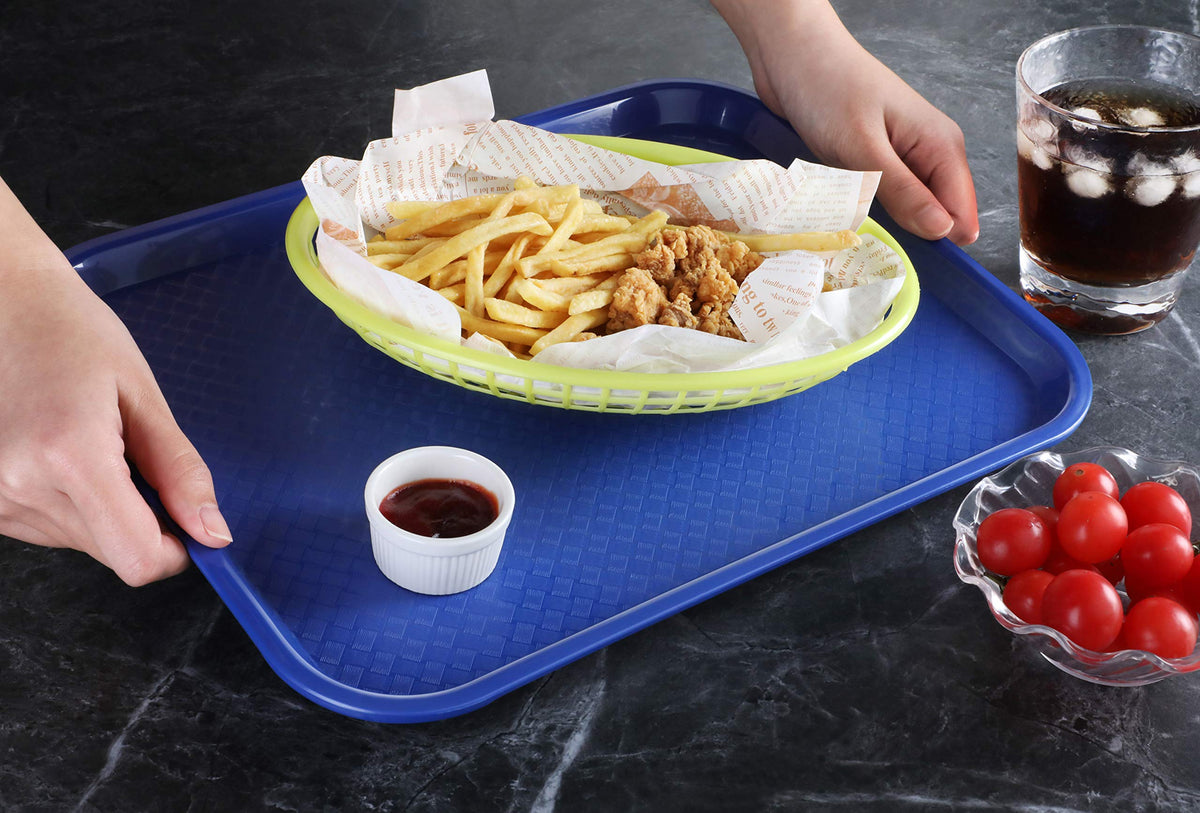 New Star Foodservice Plastic Fast Food Tray, Blue, 10 by 14-Inch