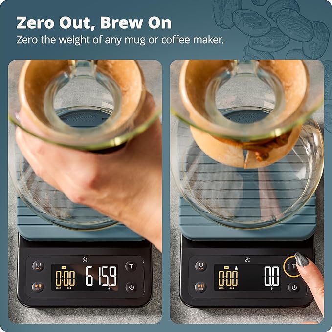 Greater Goods Coffee Scale with Timer, 0.1g Precision for Espresso & Matcha