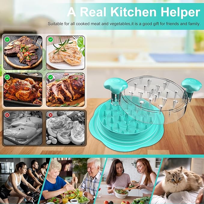 Chicken Shredder Tool Twist Large Meat Shredder with Brush&Fork, Mint Green