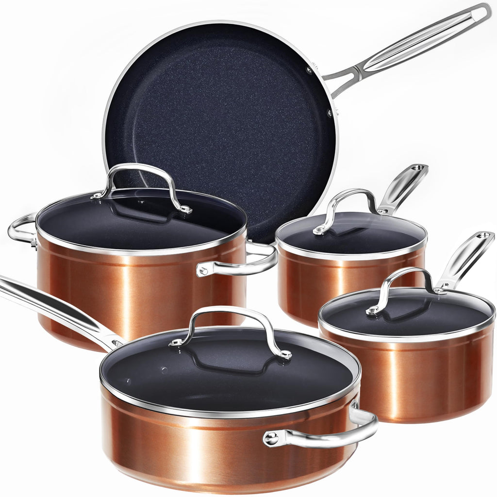 Nuwave 9pc Cookware Set Healthy Duralon Blue Ceramic Nonstick Coated