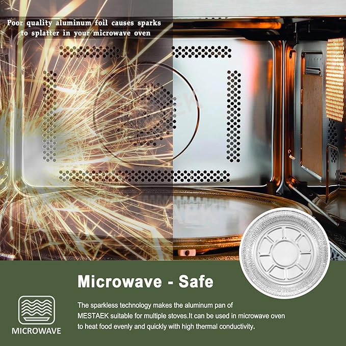 MESTAEK 8 Inch Aluminum Foil Pans, No Lids, 50 Pack
