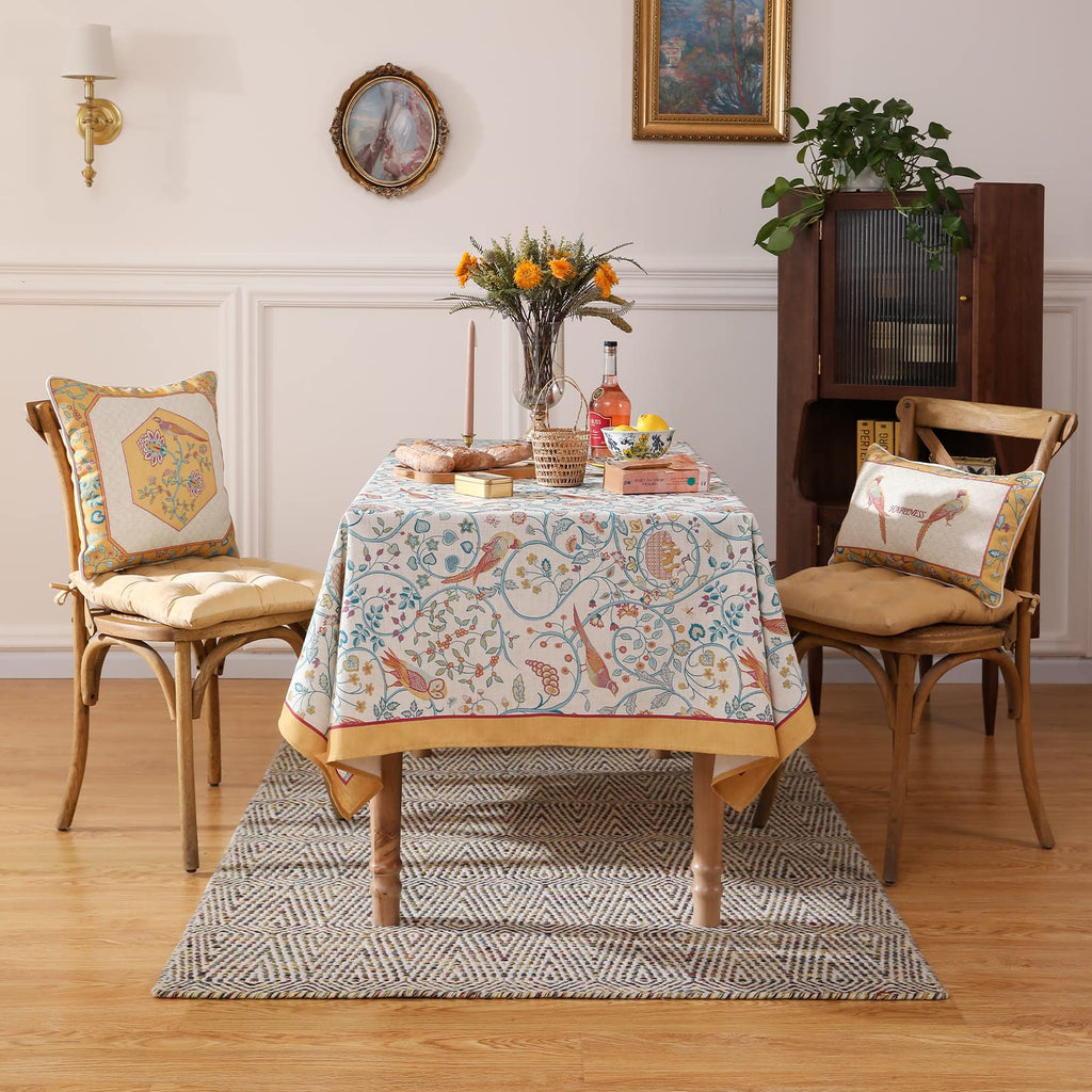 patdrea Vintage French Linen Tablecloth,Square,67"x67"-Magnolia