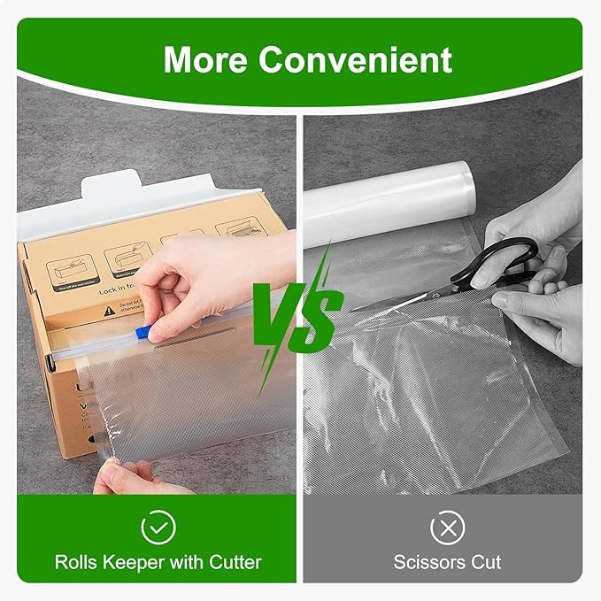 Ultrean 8" x 150' Vacuum Seal Roll Keeper with Cutter, Commercial Grade Vacuum Sealer Bags for Food Saver,BPA Free,Ideal for Storage, Meal Prep and Sous Vide