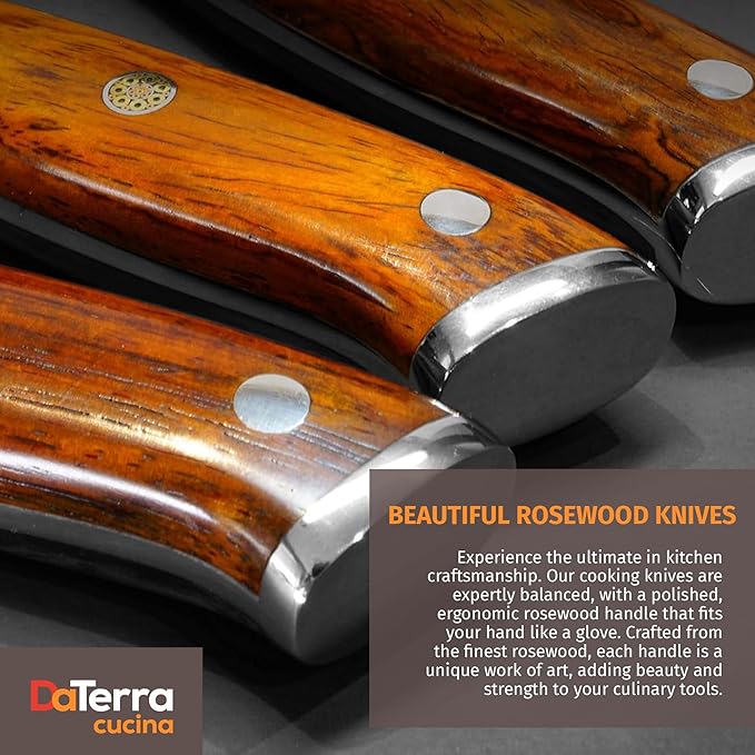 DaTerra Cucina - 7'' German Steel Chef Knife with Ergonomic Rosewood Handle