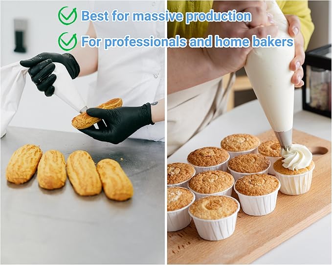 HOMYTOP 18 Inch Large Piping Bags 200 Pack - Disposable Pastry Bags - Thick Anti-Burst Pastry Icing Frosting Piping Bags For Decorating Cupcakes Cakes Cookies (Large 18 Inch-200 Pack)