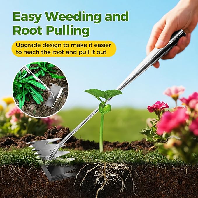 Weed Puller Tool, Heavy-Duty Stainless Steel Garden Hand Weeding Tool
