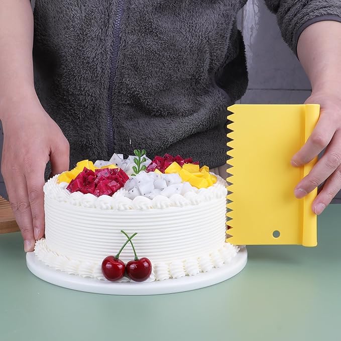 Suanyok Bench Dough Cutter-Flexible Plastic Bowl Scraper,Yellow