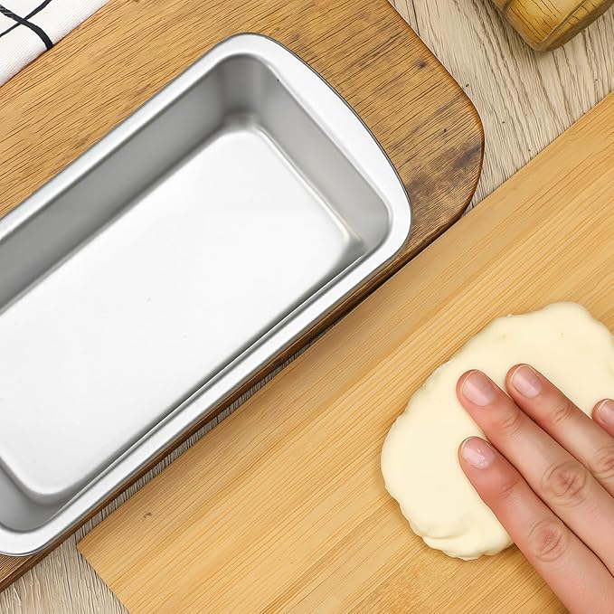Patelai 4 Pack Small Loaf Pans for Baking Bread Non Stick Bread Pan Rectangle Baking Tray Toast Mold(Silver,7.87 x 3.78 Inch)