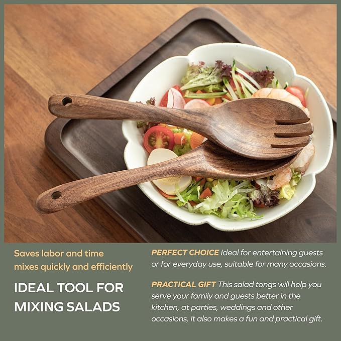 Muso Wood Acacia Salad Servers, 12-inch, Set of 2