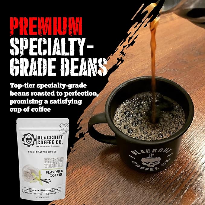 Blackout Coffee French Vanilla Flavored Ground Coffee, 12 oz