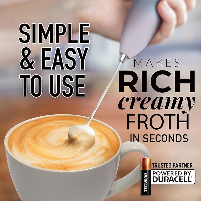 Zulay Powerful Milk Frother for Coffee with Upgraded Titanium Motor - Handheld Electric Whisk, Milk Foamer, Mini Mixer & Coffee Blender for Frappe, Latte, Matcha, No Stand - Grand Cloud