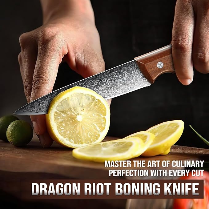 DRAGON RIOT 5 Inch Damascus Paring Knife, VG10 Steel, Fruit Knife | VG10 Steel Core, Ergonomic Wood Handle, For Slicing, Chopping and Everyday Food Prep