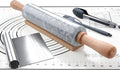 SIPARUI Marble Rolling Pin Set with Silicone Pastry Mat,Pastry Brush,Cooking Tongs,Stainless Steel Scraper18.5 inch Polished Non-Stick Roller for Pizza Dough,Fondant,Pie Crust(Gray White)