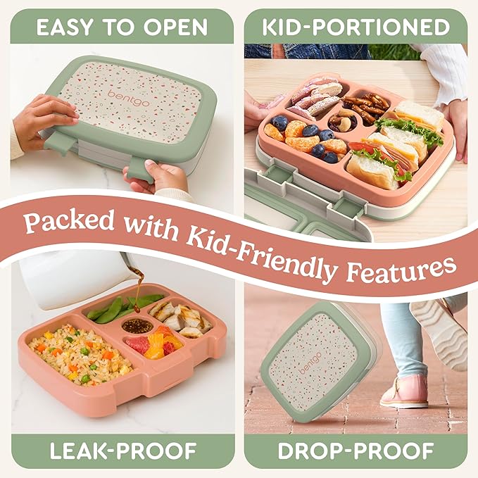 Bentgo Kids Prints Leak-Proof 5-Compartment Bento-Style Kids Lunch Box