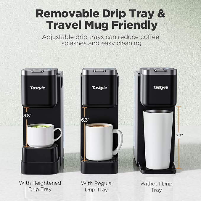 Tastyle Single Serve Coffee Maker with Built-in Detachable Milk Frother