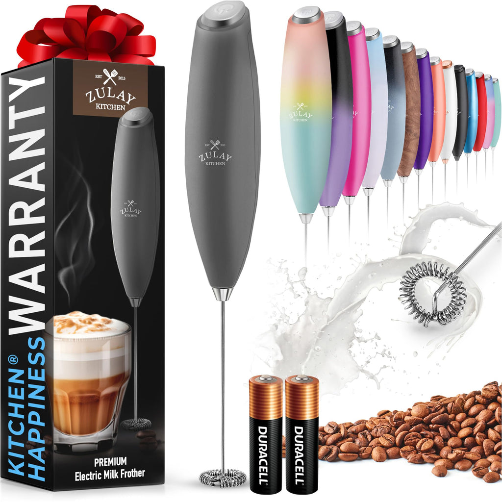 Zulay Powerful Milk Frother for Coffee with Upgraded Titanium Motor - Handheld Electric Whisk, Milk Foamer, Mini Mixer & Coffee Blender for Frappe, Latte, Matcha, No Stand - Pristine Teal