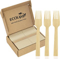 ECOLipak 300 Count Disposable Compostable Bamboo Forks for Party, Dinner