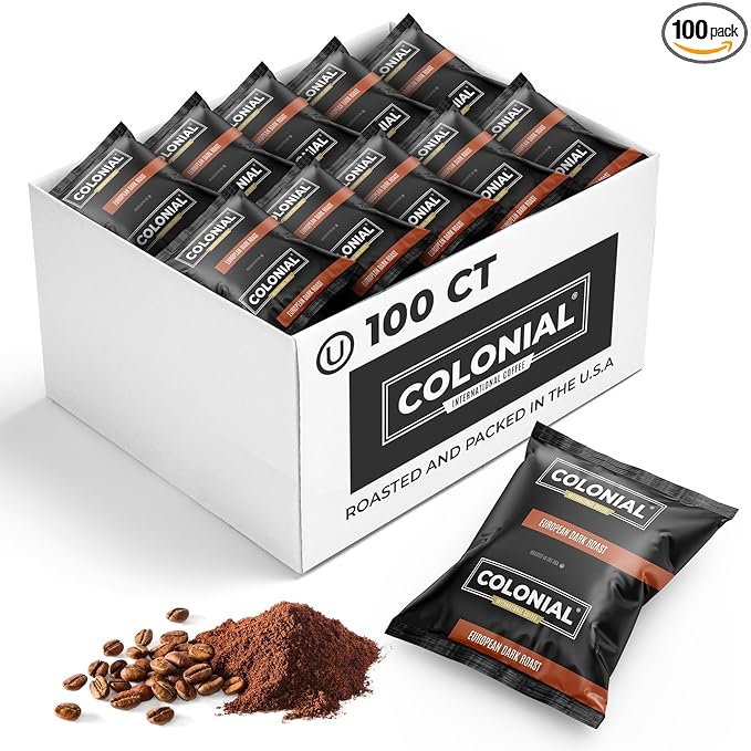 Colonial Coffee Ground Frac Packs, Dark Roast, 100-Count