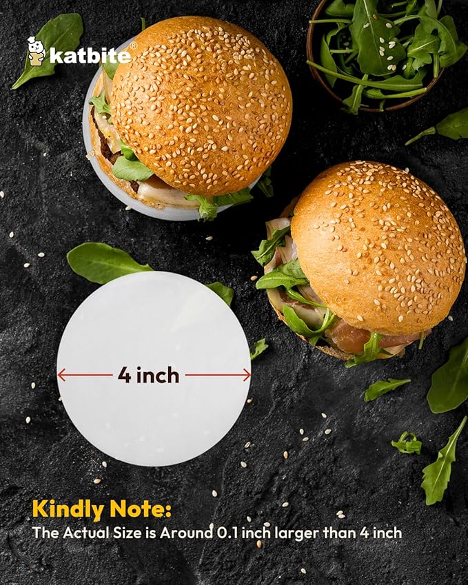 Katbite Parchment Paper Rounds, Non-Stick Heavy Duty, White, 4 Inch 200Pcs