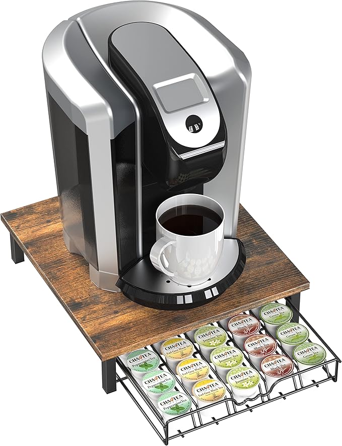 Deco Brothers K-Cup Holder Drawer for 30 Coffee Pods Storage, Rustic Brown