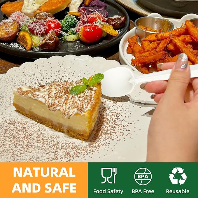 FEHHTO 100% Compostable Cutlery Set, Disposable Cornstarch Utensils Heavy Duty BPI Certified Eco-Friendly Party Supplies No Plastic-150pcs (50 Forks,50 Spoons,50 Knives)