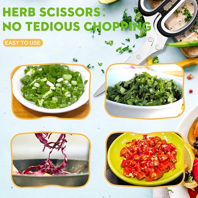 Herb Scissors with 5 Blades and Cover, New Kitchen Gadget 2026
