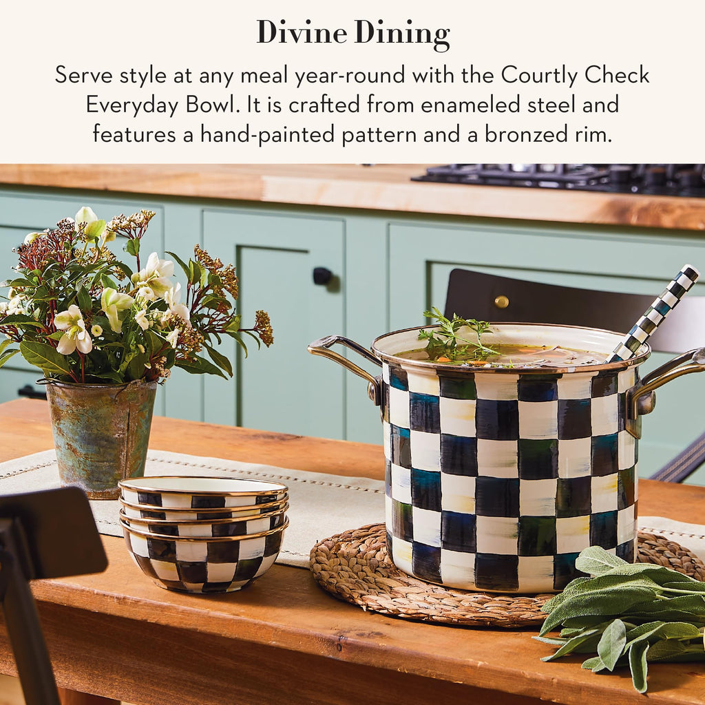 MACKENZIE-CHILDS Everyday Bowl, Extra Small, Black-and-White Courtly Check