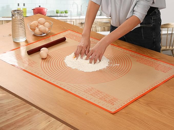 Silicone Pastry Mat 36x24 Inch Nonstick Baking Mat -Perfect for Doug, Pastry, Dough Rolling, Kneading Board, Pie Crust, Fondant, Pasta/Pizza, Kitchen Counter Mat