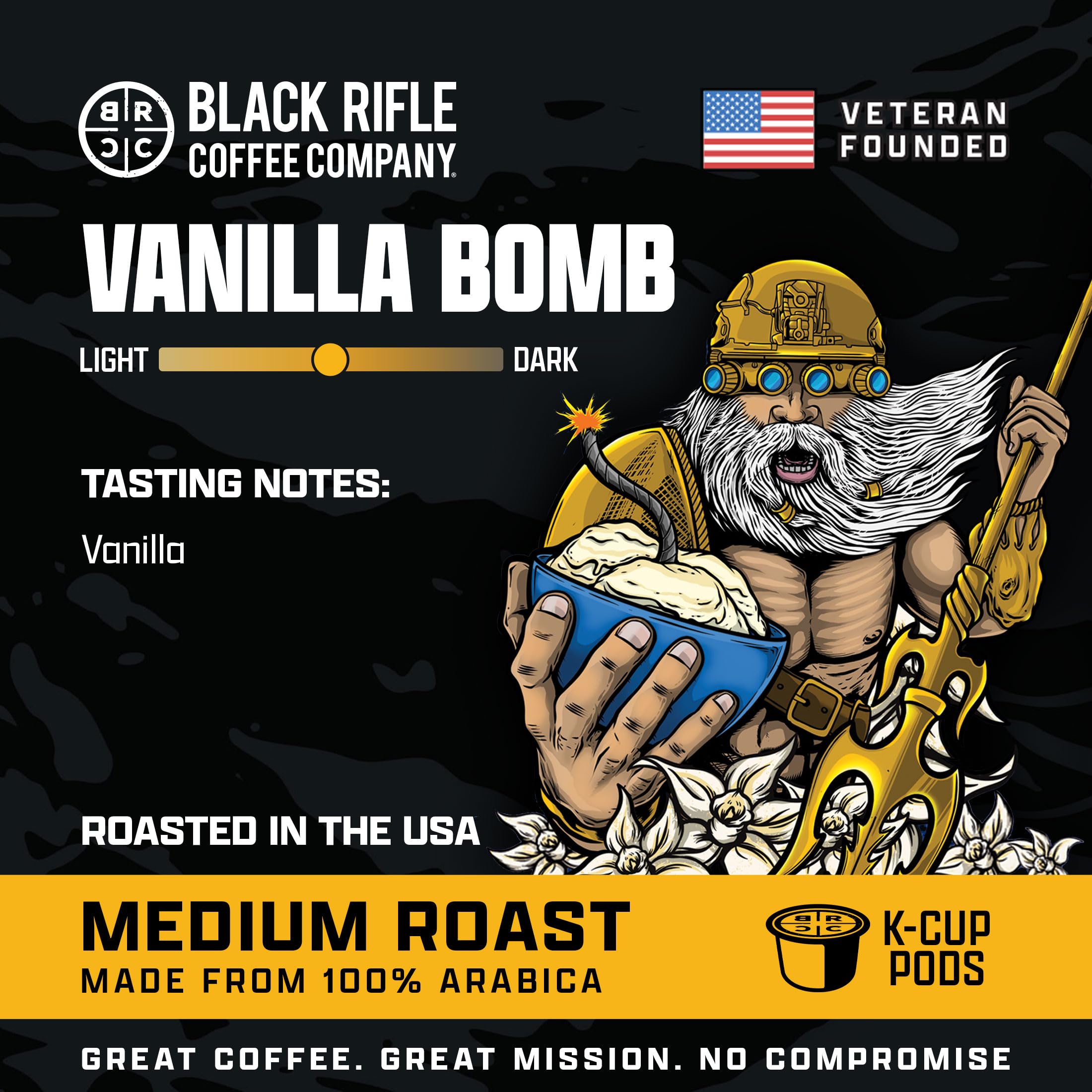 Black Rifle Coffee Company Vanilla Bomb Medium Roast Coffee K-Cups – Single-Serve Coffee Pods, 4 count (Pack of 12)