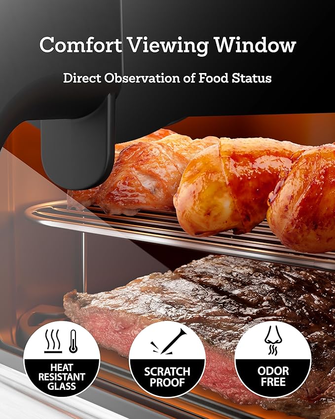Grano Care Stainless Steel Air Fryer 6 Qt, Ceramic glaze Air Fryer, Stainless Steel Housing& Full Metal Inner Pot, PTFE and PFAS Free, 9 Digital One-Touch Cook Functions,120°F~450°F, 1700W