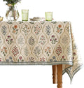 ISAENNE Designer Vintage Linen Rectangular Tablecloth,87"x55"-Serenity B