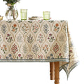 ISAENNE Designer Vintage Linen Rectangular Tablecloth,110"x63"-Serenity B