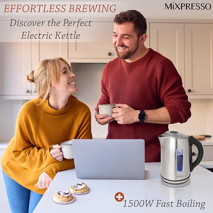 Moss & Stone Stainless Steel Electric Kettle Temperature Control, 1.7L