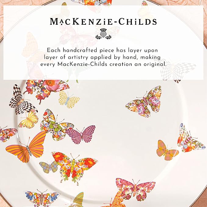MACKENZIE-CHILDS Enamel Dessert Plate, Butterfly Garden