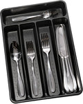 madesmart Classic 5 Compartment Compact Silverware Tray, Carbon
