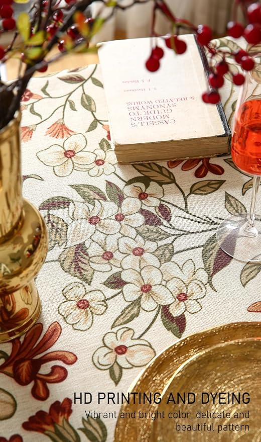 ISAENNE Designer Vintage Square Linen Tablecloth,67"x67"-Grace A