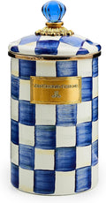 MACKENZIE-CHILDS Enamel Canister, Large, Blue-and-White Royal Check