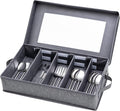 Lafulling Silverware Storage Box, Flatware Storage with Adjustable Dividers