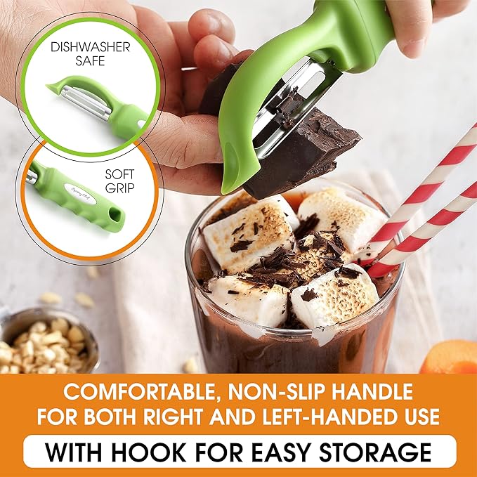Spring Chef Swivel Vegetable Peeler with Soft Grip Handle, Set of 2, Green