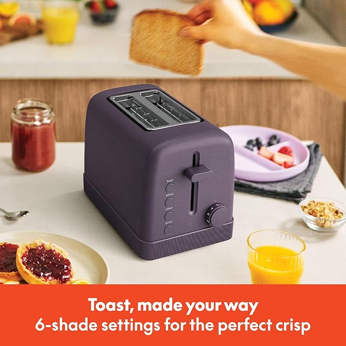 bella 2-Slice Toaster with Extra Wide Slots and 6-Shade Control, Plum